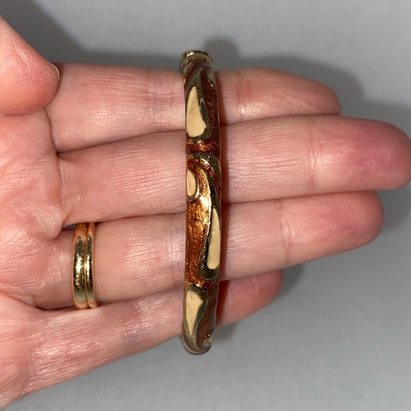 Elegant Gold and Brown Bangle Bracelet - Picture 1 of 3